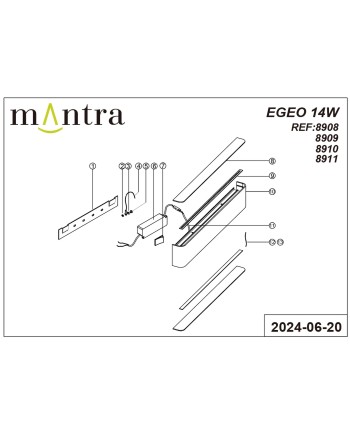 EGEO * APLIQUE LED 20W 3000K NEGRO